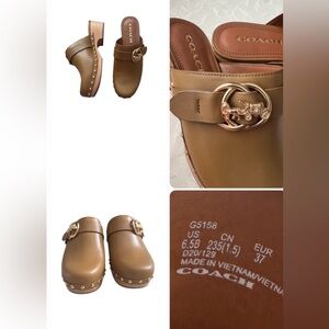 Coach h Freya Clog Brown Leather with Gold Buckle women size 6.5B